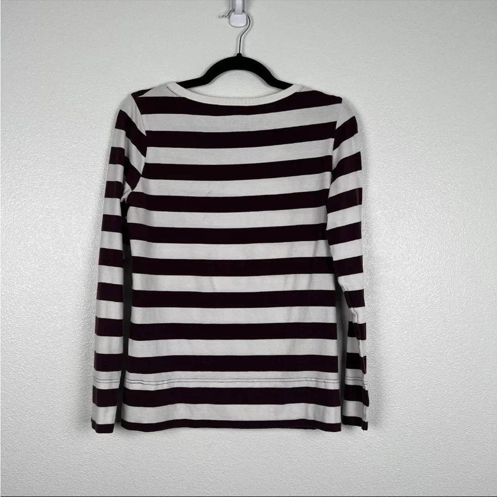 Nike Womens Striped Long Sleeve‎ Tee Maroon White Sz M